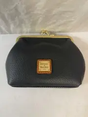 Dooney & Bourke Pebble Grain Large Framed Purse Coin Black Red Gold New w/ Tags
