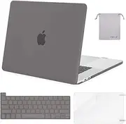 MOSISO Compatible with MacBook Pro 16 inch Case 2020 2019 Release A2141 with Touch Bar Touch ID, Protective Plastic Hard Shell Case & Keyboard Cover & Screen Protector & Storage Bag, Gray