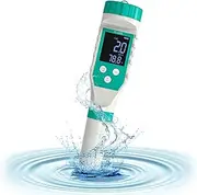 Yewhick Chlorine Meter & Pool Salt Tester, Pool pH Tester & Salt Meter for Pools, 7 in 1 FAC Digital Salinity Tester for Saltwater Aquarium Sodium Chloride Swimming Pools Hot Tubs Spas