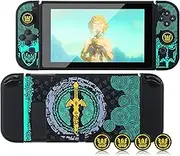 Dockable Protective Case Compatible with Switch, Hard Shell Case cover for Switch and Joy-Con Controllers with 4 Thumb Grips,Zelda Switch Carrying Case (Zelda tears of The Kingdom)