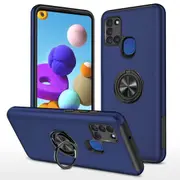Samsung Galaxy A21S Compatible Case Cover With Shockproof Magnetic Ring Holder - Navy