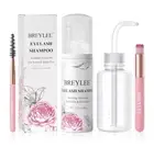 Lash Shampoo Rinse Bottle 60ml Wand Brush Eyelash Extension Cleanser Set New