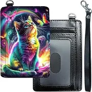[DHYYDSQZ] Slim Minimalist Wallet for Men Women Small Credit Card Holder, Butterfly Cat, Slim Minimalist Wallet, Butterfly Cat