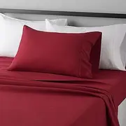 Amazon Basics Lightweight Super Soft Easy Care Microfiber Bed Sheet Set with 36-cm Deep Pockets - Single, Burgundy