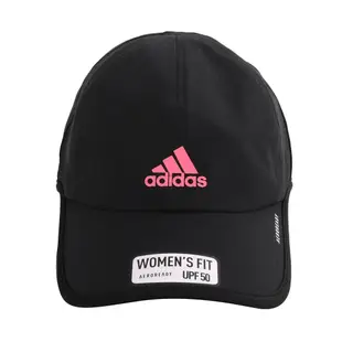 adidas 粉紅LOGO CLIMALITE材質女款排汗透氣休閒帽(黑)