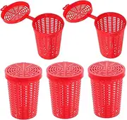 Anneome Bait Trap Fishing Lures Portable Fishing Cage Carp Fishing Tackle Bait Thrower Device Fish Traps for Fishing Bait Thrower Gear Bait Cage Fishing Trap Basket Red Abs