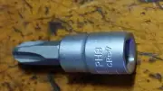 Phillip PH 3: 1/4" square drive Screwdriver bit Socket. CrV Chrome Vanadium