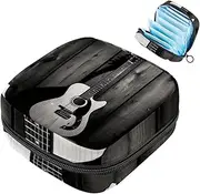 Period Bag,Sanitary Napkin Storage Bag,Black and White Guitar,Tampon Bag for Purse