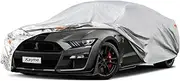 Kayme 6 Layers Car Cover Custom fit for Ford Mustang/Shelby (1964-2024) Waterproof All Weather for Automobiles, Outdoor Full Cover Rain Sun UV Protection.Silver