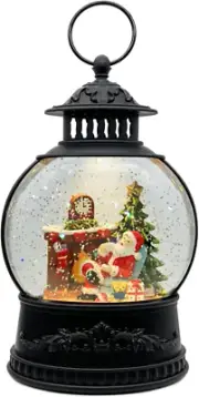 Christmas Snow Globe Lantern with Music & Timer - Usb/Battery Operated LED Glitt
