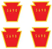 PRR 5690 HO/O gauge 3/4" x 3/4". 4 Vinyl Logos on 1 Sticker Model train sign