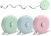 Tape Measure for Body Measuring Tape 79 Inches (3 Pack) - Dual Sided Inch and CM, Automatic Retraction - Ideal for Tailor, Sewing, Craft, Body Measurements - Pink, Blue, Green