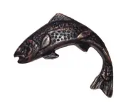 Jumping TROUT Oil Rubbed DARK BRONZE 2.5" Zinc Cabinet Knob Pull BuckSnort Lodge