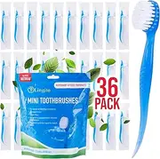 Bulk Toothbrushes - Prepasted Mini Disposable Toothbrush Set (36 Pack - Medium, Individually Wrapped for Travel)