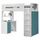 White And Teal Twin Loft Bed And Desk