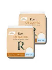 Rael Panty Liners Organic Cotton Cover, Daily, Unscented (Micro Thin, 280 Count)