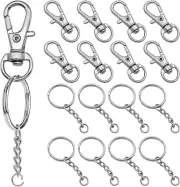 150pcs Swivel Snap Hook Setstainless Steel Split Key Rings With Chain And Jump R