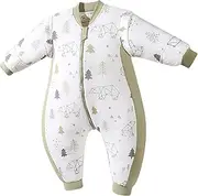 [Generic] Baby Sleep Bag With Detachable Long Sleeves – Soft And Breathable Sleeper For Boys And Girls | Comfortable Cotton Sleeping Bag With 2-Way Zipper | Ideal For Autumn And Winter Anti-Kick Design For Cozy
