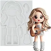 Taylor Fondant Silicone Mold 4" Girl Singer for Cake Decoration, Cupcake Topper, Candle, Wax, Clay Crafts