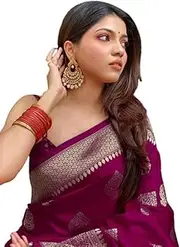 [C J Enterprise] Women's Pure Kanjivaram Silk Saree Banarasi Silk Saree With Blouse Piece (paithani Pari122)