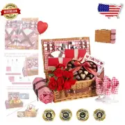 Family-Friendly Wicker Picnic Basket with Cooler, Plates & Non-Slip Handle