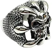 [BESPORTBLE] Fashion Finger Ring Stainless Steel Ring Simple Ring Punk Skeleton Hand Ring for Men (size 12)