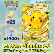Pokemon TCG (Trading Card Game) Pocket with Crown Pikachu eX 1400+ Pack HG