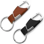 [Generic] 2Pcs Car Leather Keychain, Heavy Key Chain, Home Keychain, Fashion Key Ring for Men and Women (Black + Brown)