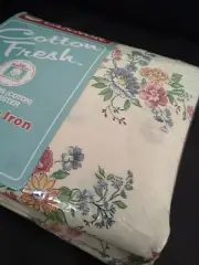Vintage Cannon Full Size Sheet Set Beige Multicolor Floral Print New