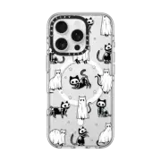 iPhone 16 Pro Clear Case MagSafe Compatible Halloween Ghost Cats and Skeleton Cats