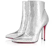 Christian Louboutin So Kate Booty 100 Silver Martele Heel Ankle Bootie 35.5