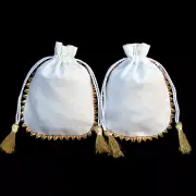 500 PCS Cotton Drawstring Jewelry Pouch White Small Designer Favor Bags Coin Bag