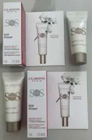 Clarins SOS Primer in White - travel lot set x 2 - 10 ml 0.3 oz each New in Box