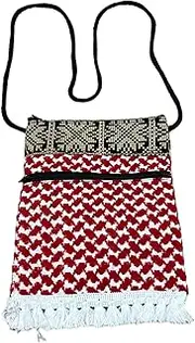 [ZUHD] Keffiyeh Pattern Cross Body Bag in Multicolor with Fringes