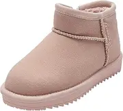[Balabala] Kids Suede Winter Snow Boots, Classic Zip Up Warm Fur Mini Snow Boots for Toddler Boys Girls