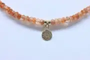 AAA Grade Natural Faceted Orange Sunstone & Gold Filled Beaded Gemstone Necklace