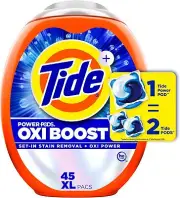 Tide Oxi Boost Power PODS Laundry Detergent Pods 45 Ct Stain Remover Plus Oxi