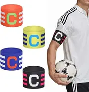 Yuanchu 4 Pack Soccer Captain Armband, Classic Sports Arm Band Unisex Captains Bands Elastic Adjustable
