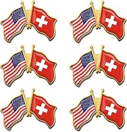 [rhungift] 6/12/50/100 Pack -American Switzerland Friendship Flag Pins Bulk -1.4” Metal US USA Swiss Lapel Pins Badge Button Button Souvenir