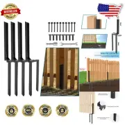 Alloy Steel Fence Post Repair Kit - 4 Black Ground Stakes with Tools