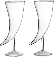 2Pcs Creative Glass Horn Shaped Goblet Glasses for Cocktails Elegant Moon Goblet Design Unique Shape for Home Bar and Parties Transparent Color Reusable Drinking