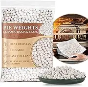 Sukh 1LB Pie Weights for Baking - Pie Crust Weights Ceramic Baking Beans for Reusable Natural Ceramic Stoneware Homemade Kitchen Must Have Round Household Steam Oven Stone