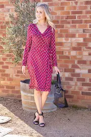 Geo Daisy Wrap Dress--UTT-UBSD40