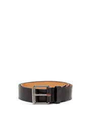 [Diesel] Diesel - Leather belt with fifth pocket logo flag - Belts - Man - Black 75 Black