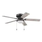 52" Reversible Rough Pine Matte Black Indoor LED Ceiling Fan Frosted Bowl Light