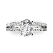 3.12ct Oval Cut Anniversary Engagement Accent Bridal Wedding Ring 14K White Gold