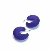 Cobalt Blue Chunky Snail Shell Hoop Earrings