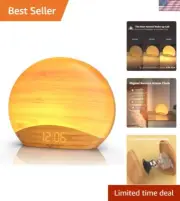 Natural Wood Grain Sound Machine Sunrise Alarm Clock，26 Nature Inspired Sleep...