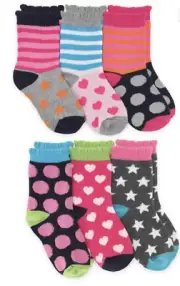 Jefferies Socks Girls Novelty Pattern Rainbow Unicorn Stripe Crew 6PK Size XS