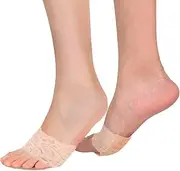 [Generic] Women's Open Toe Slide Sandal Liner Socks Non Slip Toe Cover No Show Half Socks with Sponge Cushion 3 Pairs